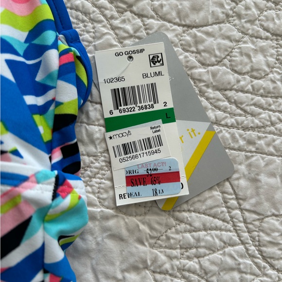 NWT Women’s Blue Printed Go Gossip Swim Tankini Top - Sz L - Picture 5 of 16